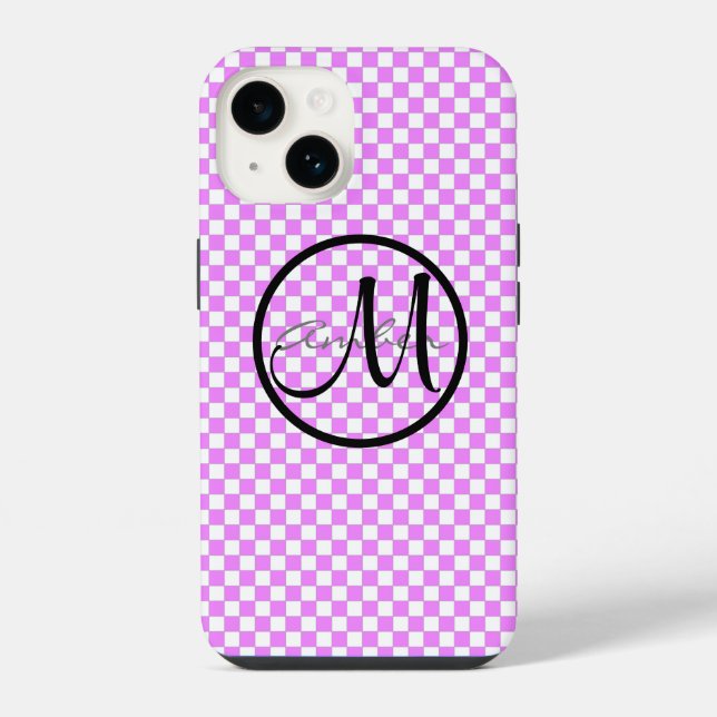 Small Pink White Checkered Pattern Personalized Ca Iphone Case (Back)
