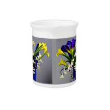 Small pitcher beautiful blue vase with flowers 