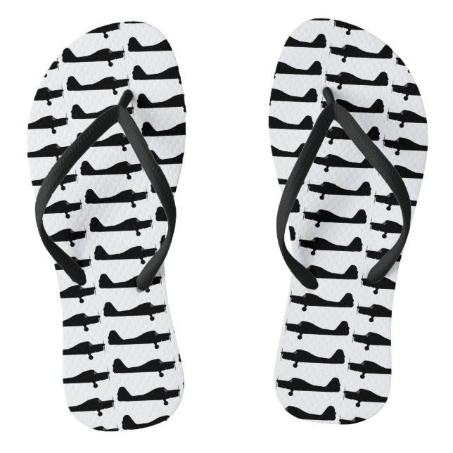 Small Plane Silhouette Flip Flops (Footbed)