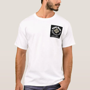 small pocket logo, large image on back, stone cros T-Shirt