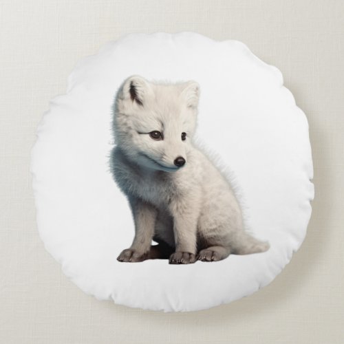 small polar fox round pillow