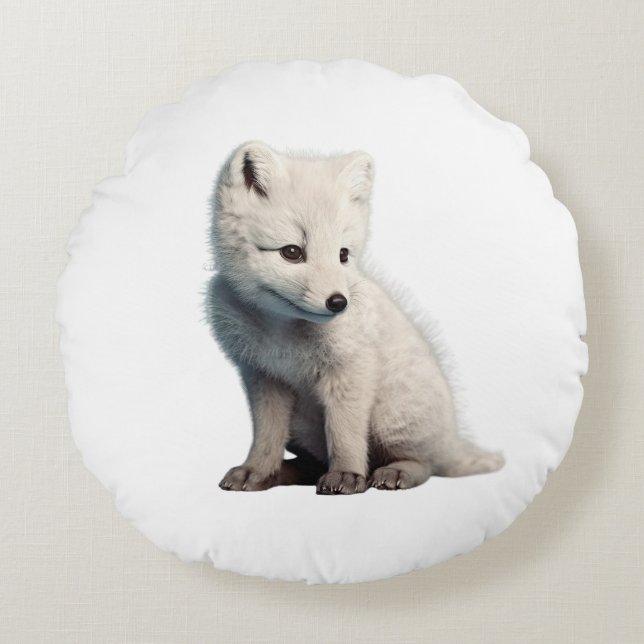 small polar fox round pillow (Front)
