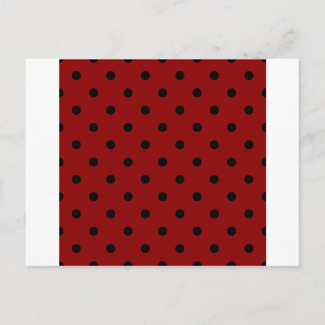 Small Polka Dots - Black on Dark Red Postcard (Front)