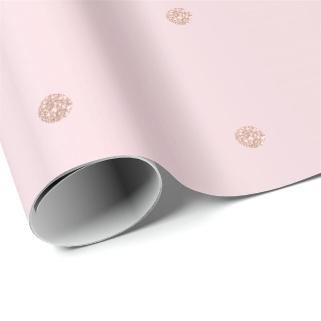 Small Polka Dots Black Pink Rose Gold Bridal Paste Wrapping Paper (Roll Corner)