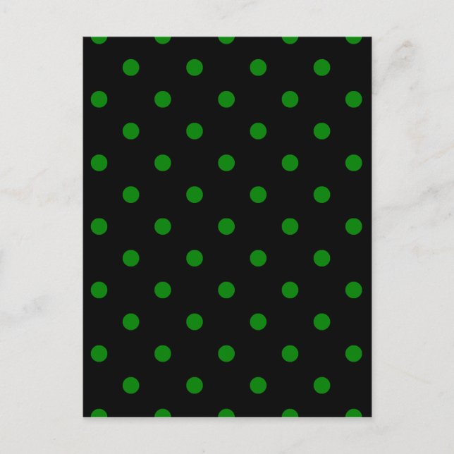 Small Polka Dots - Green on Black Postcard (Front)