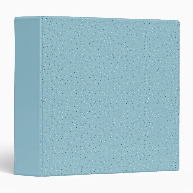 Small polka dots on light blue. 3 ring binder (Front/Spine)