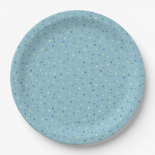 Small polka dots on light blue. paper plates