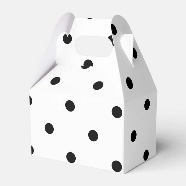 Small Polka Dots Pattern: Black & White Favor Boxes (Front Side)