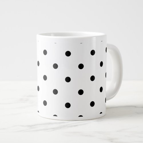 Small Polka Dots Pattern Black  White Giant Coffee Mug