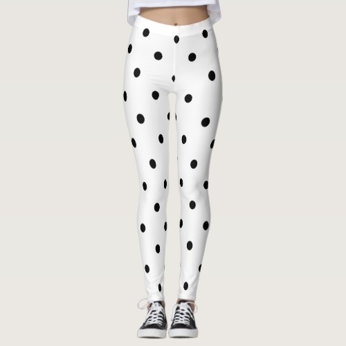 Small Polka Dots Pattern Black  White Leggings