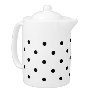 Small Polka Dots Pattern: Black & White Teapot