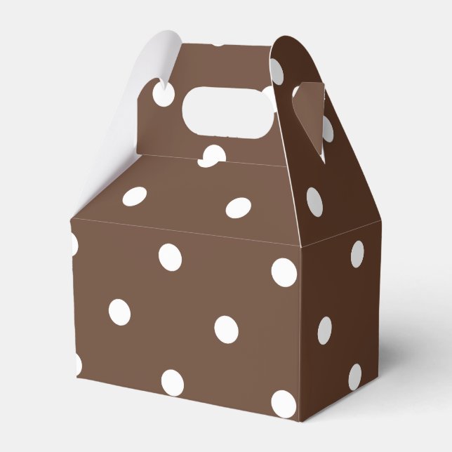 Small Polka Dots Pattern: Brown Favor Boxes (Front Side)