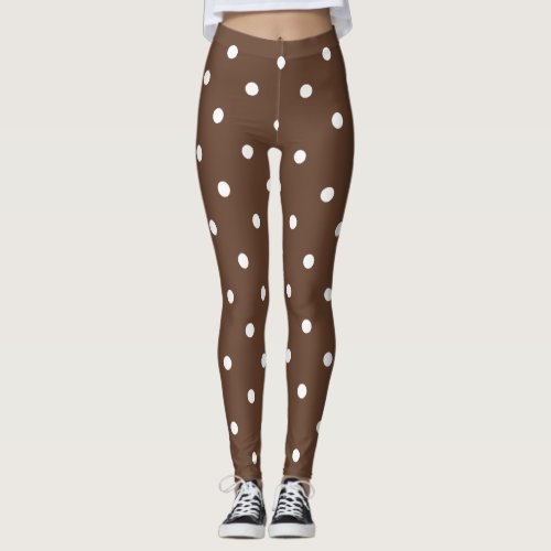 Small Polka Dots Pattern Brown Leggings