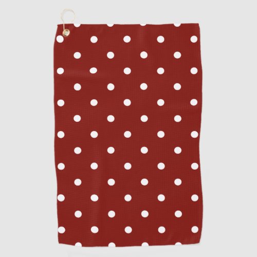 Small Polka Dots Pattern Maroon Golf Towel