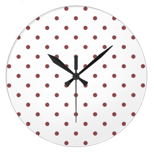 Small Polka Dots Pattern: Rustic Red Large Clock