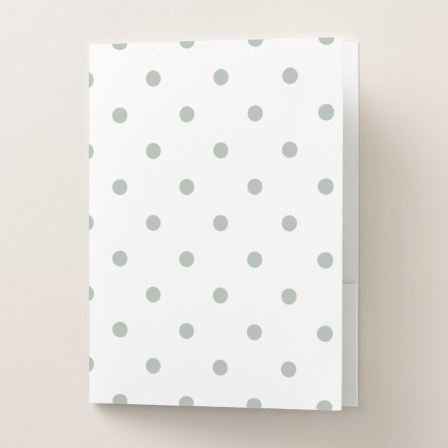 Small Polka Dots Pattern: Sage Green Pocket Folder (Front)