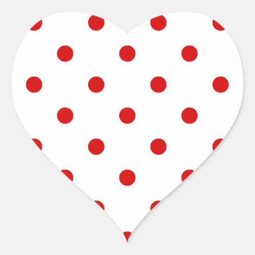 Small Polka Dots _ Rosso Corsa on White Heart Sticker