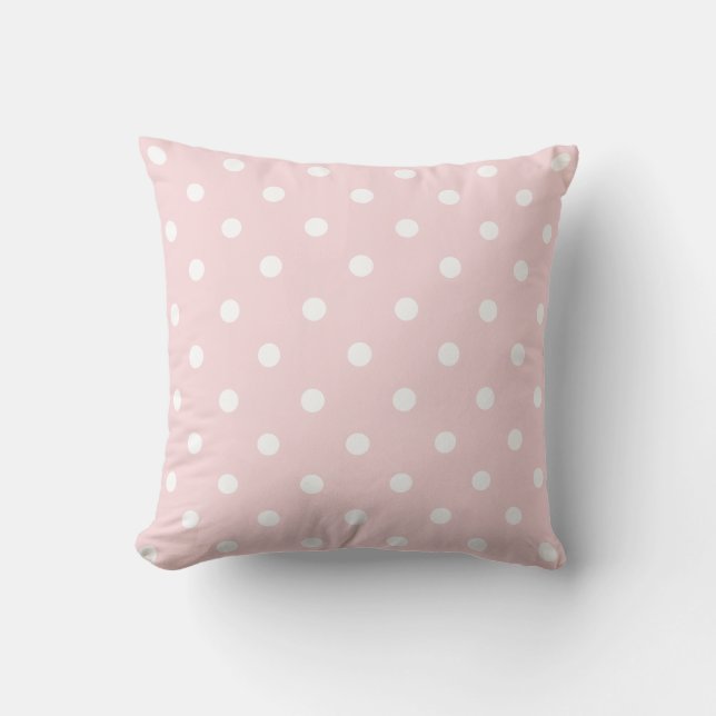 Small Polka Dots - White on Pale Pink Throw Pillow (Front)