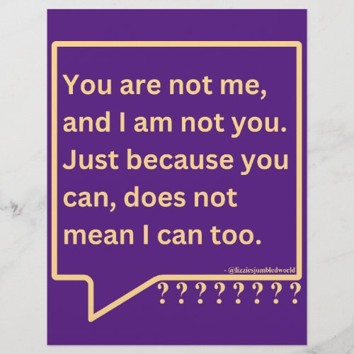 Small poster with thought poem You are not me