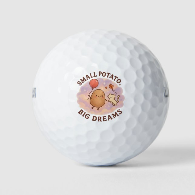 Small Potato Big Dreams – Cute Motivational Golf Balls (Front)