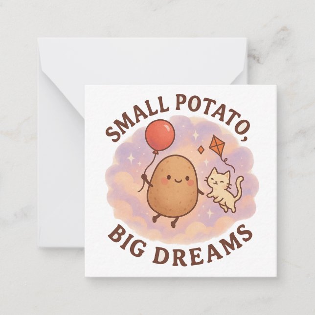 Small Potato Big Dreams – Cute Motivational Note Card (Front)