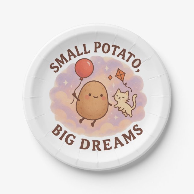 Small Potato Big Dreams – Cute Motivational Paper Plates (Front)