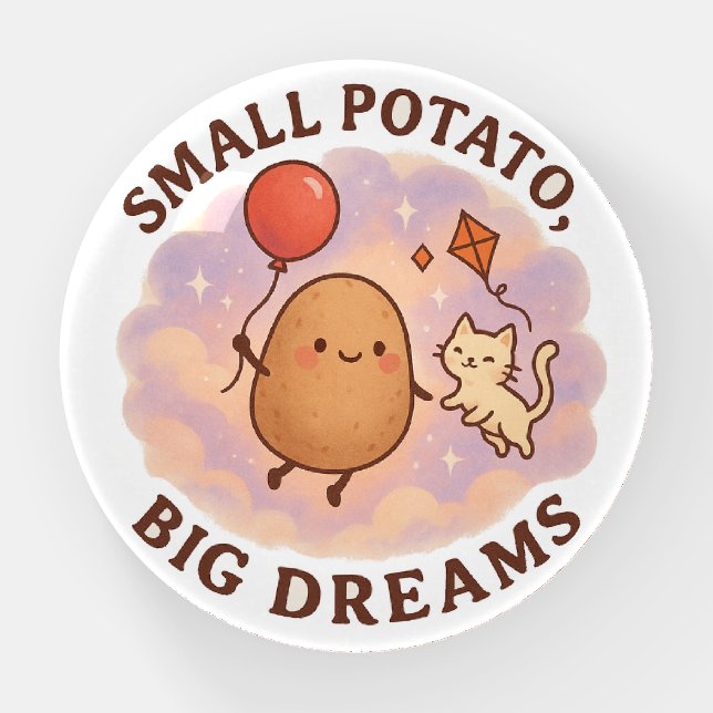 Small Potato Big Dreams – Cute Motivational Paperweight (Front)