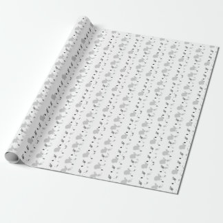 small print black, white, gray bunny wrapping paper