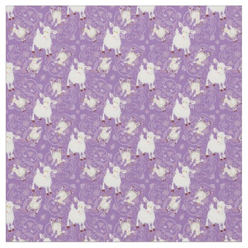 SMALL PRINT for Masks Cute Little White Goats Fabric