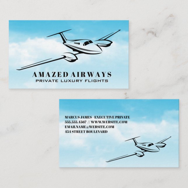 Small Private Plane in the Sky Business Card (Front/Back)