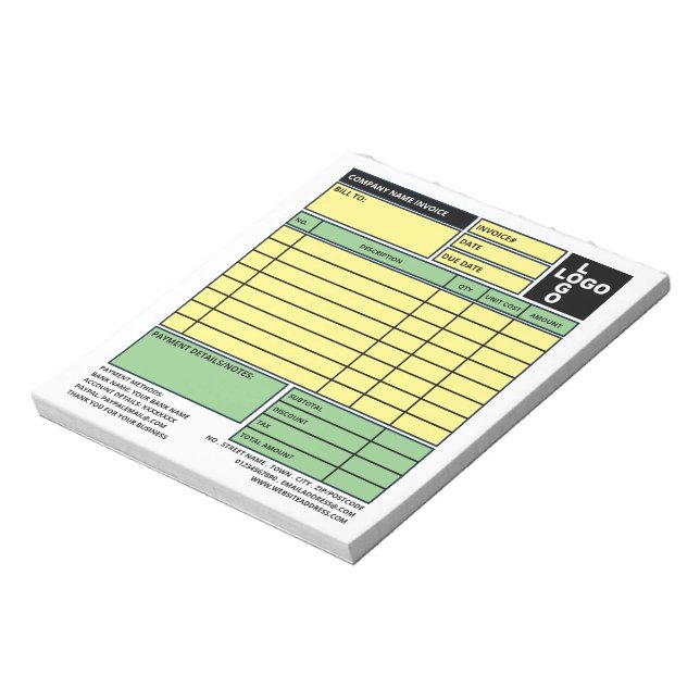 Small Pro-Logo Business Invoice/Quotation Notepad (Rotated)