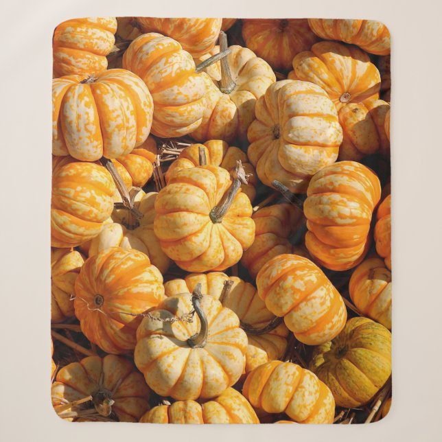 small pumpkins in stack sherpa blanket (Front)