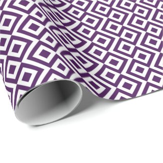 Small Purple and White Meander Pattern Wrapping Paper