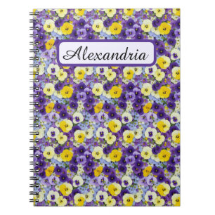 Small Purple and Yellow Pansies Personalized Notebook