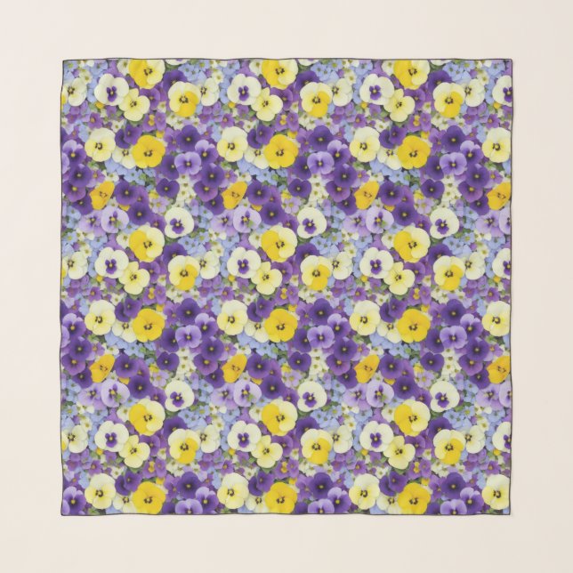 Small Purple and Yellow Pansies Scarf (Front)
