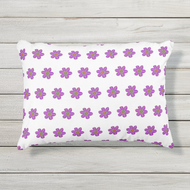 Small :Purple Flowers Pattern Outdoor Pillow (Front)