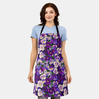 Small Purple Pansies Apron