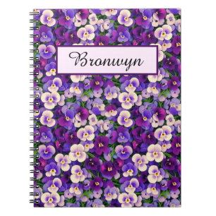 Small Purple Pansies Personalized Notebook