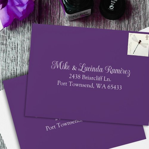 Small Purple Pre_addressed Quinceanera RSVP Envelope