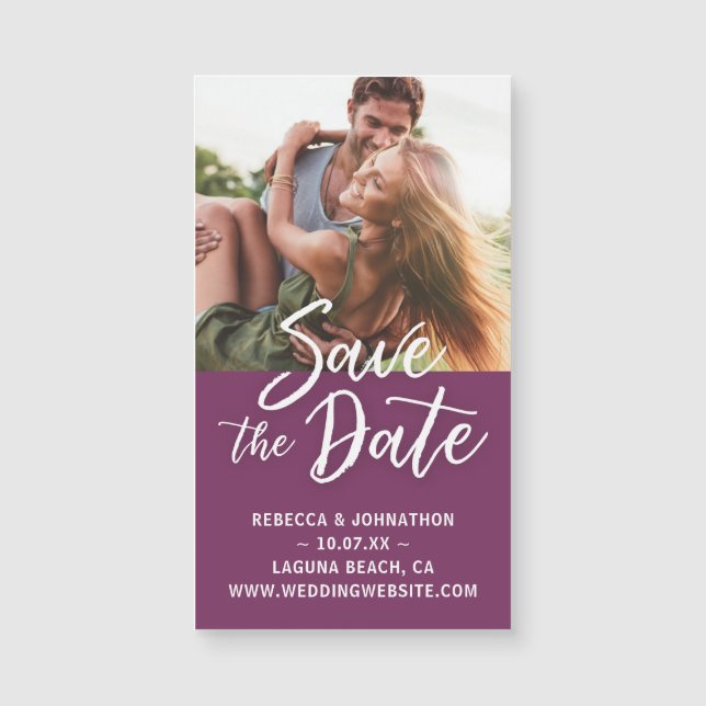 Small Purple Save the Date Invitations Magnet (Front)