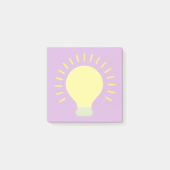 Small Purple Yellow Light Bulb Art 3x3 Sticky Mini Post-it Notes (Front)