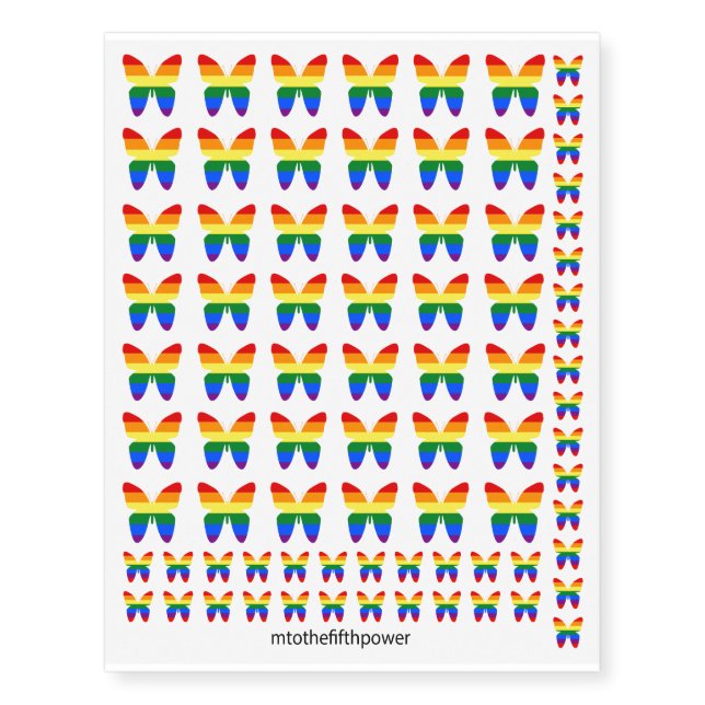 Small Rainbow Butterflies Temporary Tattoos (Front)