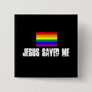 small rainbow flag, Jesus Saved Me Button