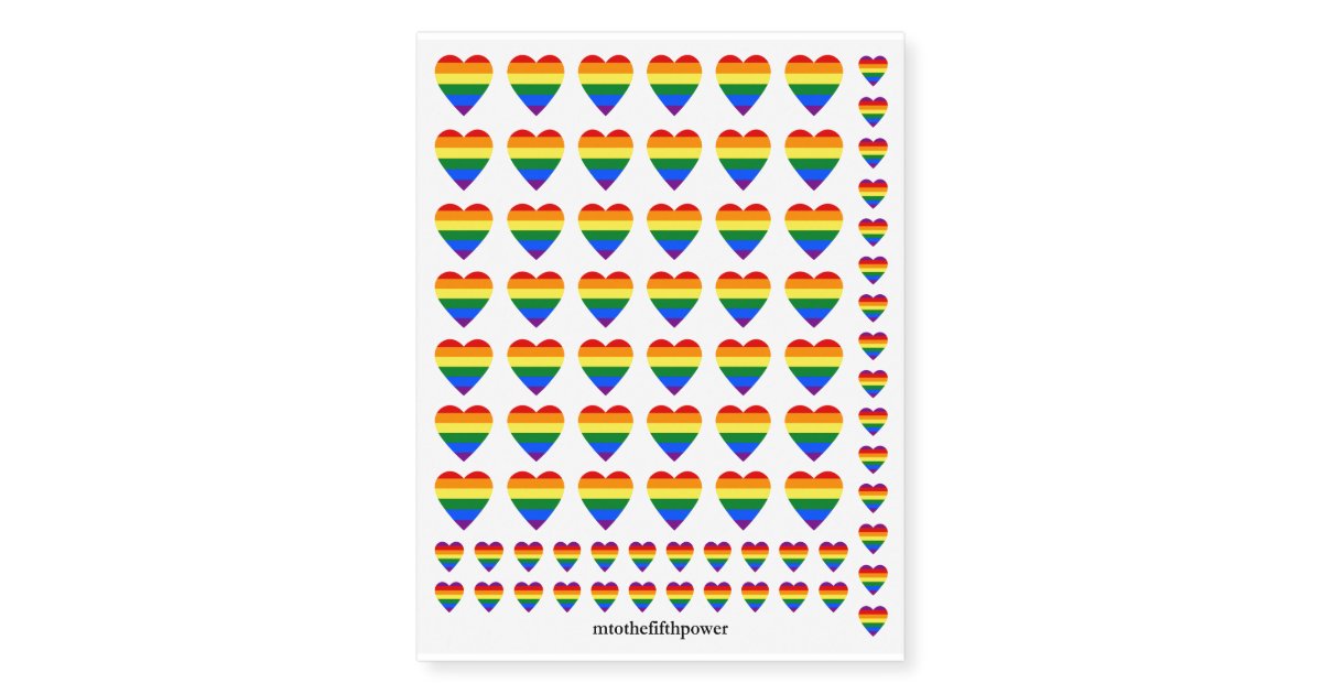 Small Rainbow Stripe Hearts Temporary Tattoos Zazzle Com