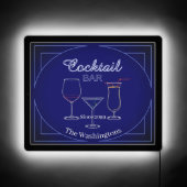 Small Rect. Fun Retro Home Cocktail Bar LED Sign (Front)