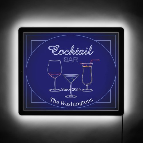 Small Rect Fun Retro Home Cocktail Bar LED Sign