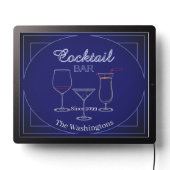 Small Rect. Fun Retro Home Cocktail Bar LED Sign (Lights Off)