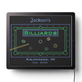 Small Rectangular Man Cave Billiards Pool LED Sign (Lights Off)