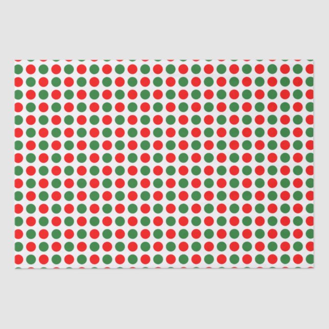 Small Red and Green Polka Dots  Tissue Paper (Front)