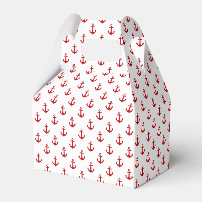 Small Red and White Anchors Pattern Favor Boxes (Front Side)